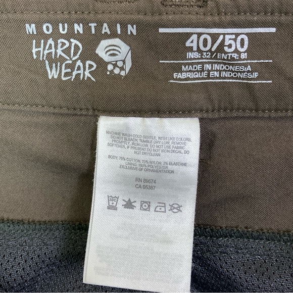Mountain Hardware Basin Trek Pants Brown 40/50 Lightweight Adjustable Hiking - Picture 12 of 14